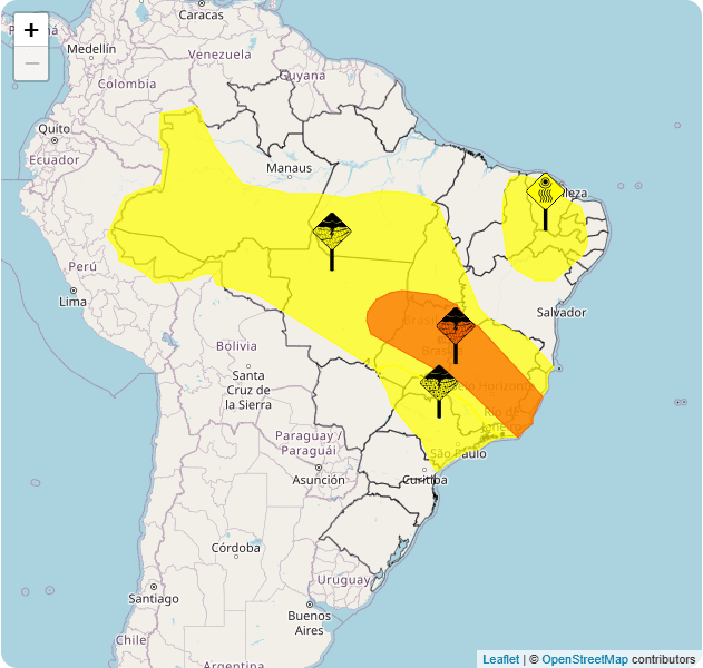Alertas do Inmet para esta segunda-feira (3) | Reprodução/Inmet