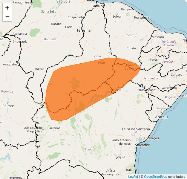 Alerta laranja para baixa umidade | Reprodução/Inmet