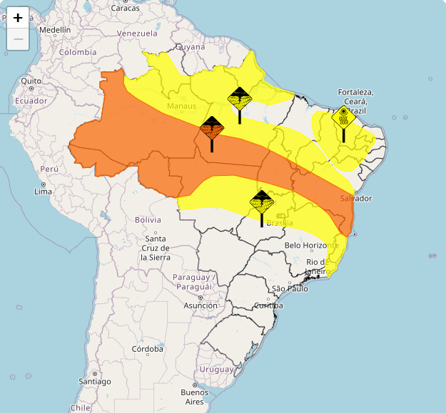 Alertas do Inmet para esta quarta-feira (26) | Reprodução/Inmet