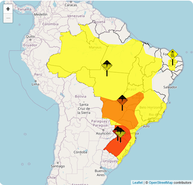 Alertas do Inmet para esta segunda-feira (8) | Reprodução/Inmet
