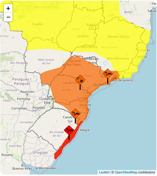 Alertas do Inmet nesta quarta-feira (10) | Reprodução/Inmet