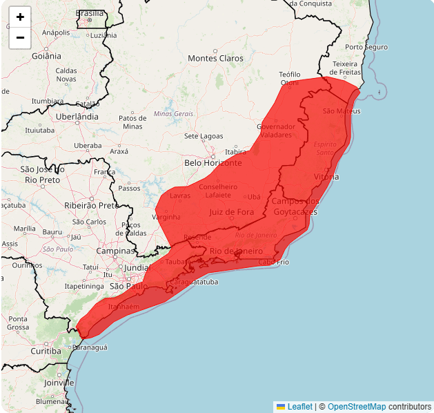 Alerta vermelho para acumulado de chuva | Reprodução/Inmet