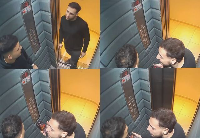 Igor Perreto e Mario Vitorino conversam no elevador minutos antes do crime | Polícia Civil