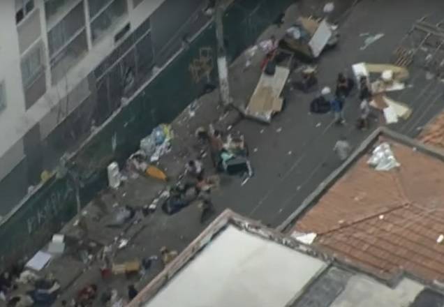 Imagem aérea da região da Cracolândia, em São Paulo