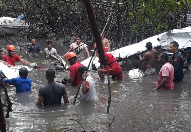 Imagem da área do acidente de avião em Estância, no Sergipe