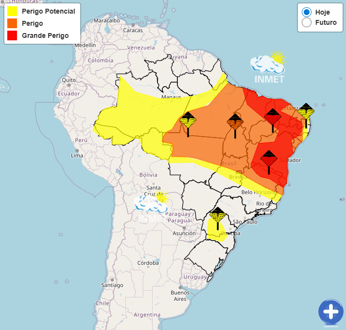 Alertas do Inmet para o fim de semana | Reprodução/Inmet