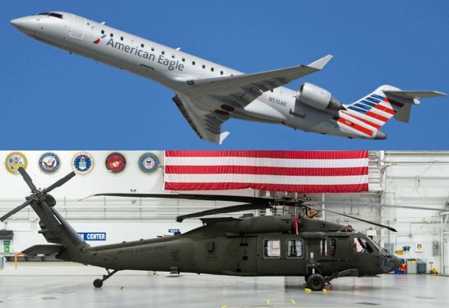 Jato e helicóptero colidiram no ar sobre o rio Potomac na noite de quarta (29) em Washington, capital dos EUA | Aviator Insider/Lockheed Martin