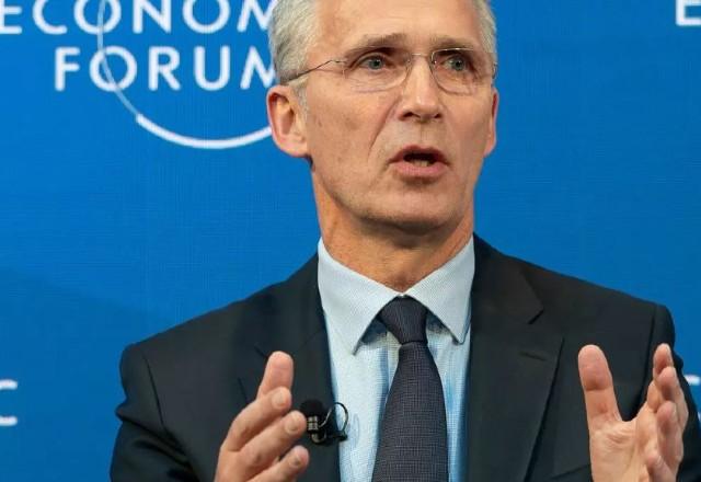Jens Stoltenberg em Davos, na Suíça