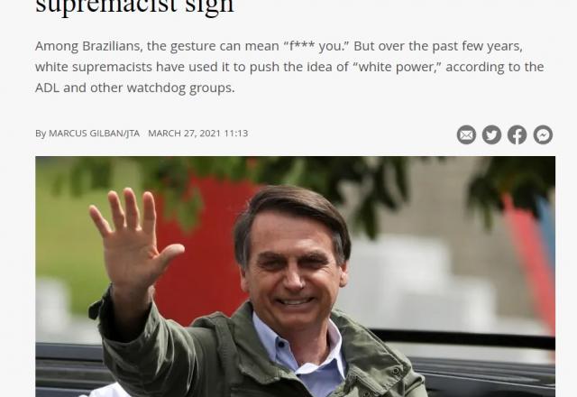 Jornal israelense repercute gesto de assessor da Presidência