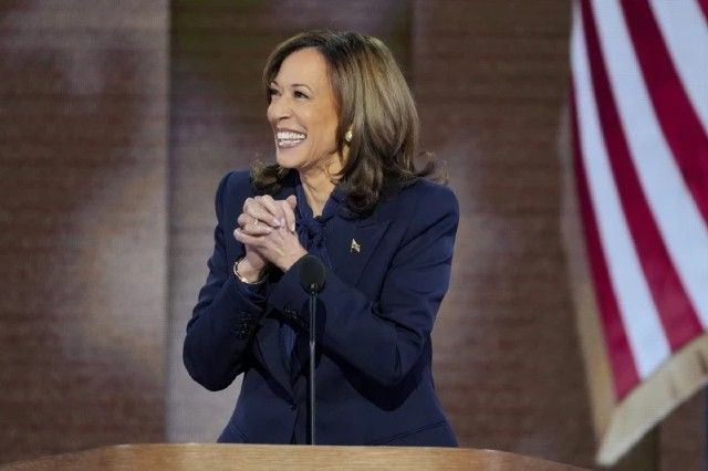 Kamala Harris discursou ne Convenção Democrata, em Chicago | AP Photo/J. Scott Applewhite