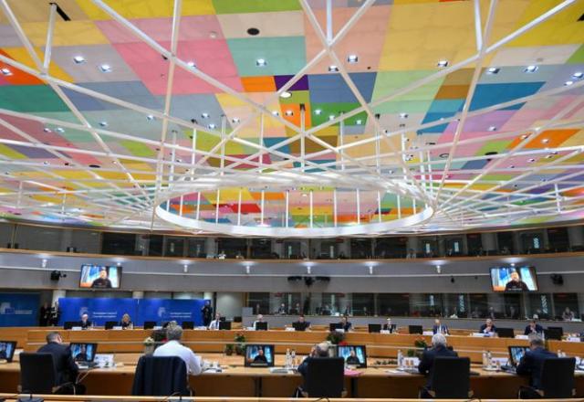 Líderes presentes no encontro do Conselho Europeu, em Bruxelas
