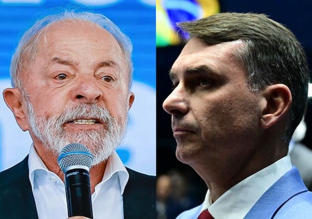 O presidente Lula (esq.) e o senador Flávio Bolsonaro (dir.) | Ricardo Stuckert / PR - Flickr/Flávio Bolsonaro