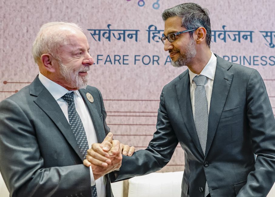 Lula (PT) e CEO do Google em encontro na Índia | Divulgação/Ricardo Stuckert/PR