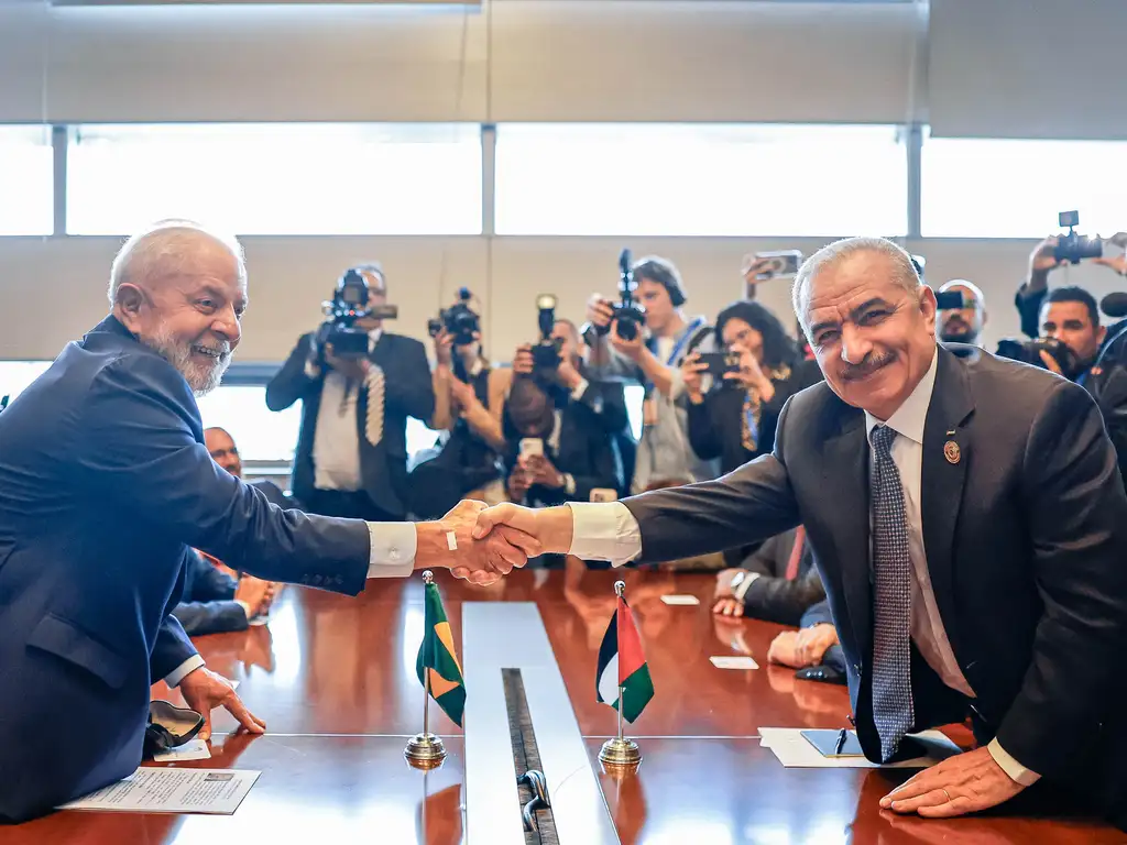 Lula se reúne com primeiro-ministro da Autoridade Palestina na Etiópia. Foto: Ricardo Stuckert/Presidência