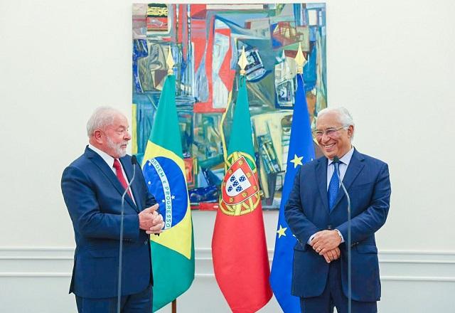 Lula ao lado do premiê de Portugal (Ricardo Stuckert)