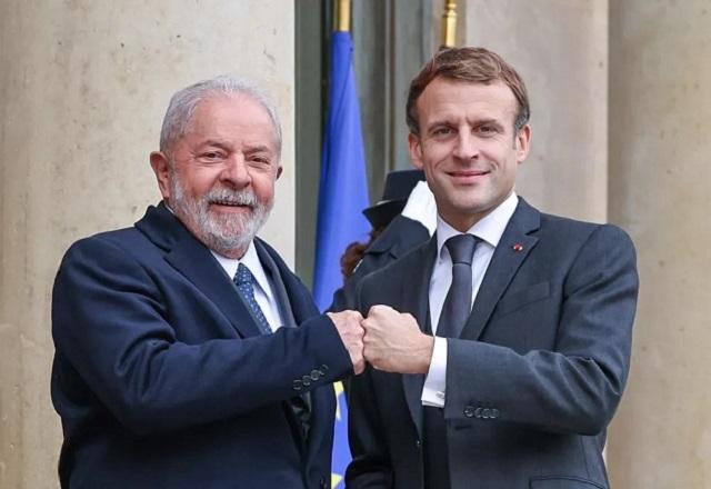 Lula cumprimenta Macron (Ricardo Stuckert)