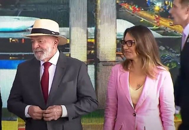 Lula e Janja em ato alusivo aos dois anos do 8/1 | Reprodução/YouTube