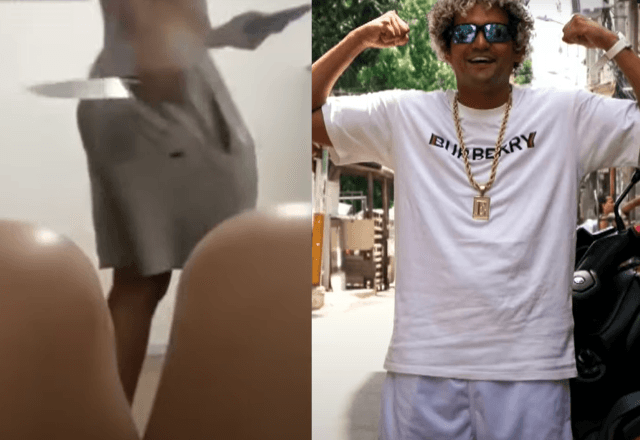 MC Estudante foi filmado ameaçando a ex-namorada com uma faca | Reprodução