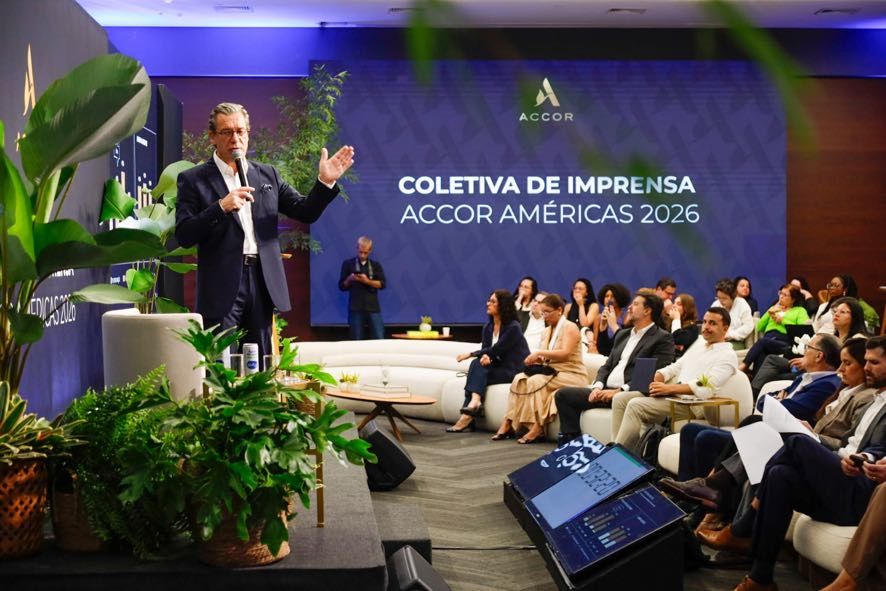 CEO da Accor nas Américas, Thomas Dubaere, durante coletiva de imprensa nesta quinta-feira (26), em São Paulo | Divulgação/Accor