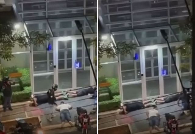 Vídeo: Grupo é rendido e obrigado a deitar no chão durante assalto em saída de condomínio