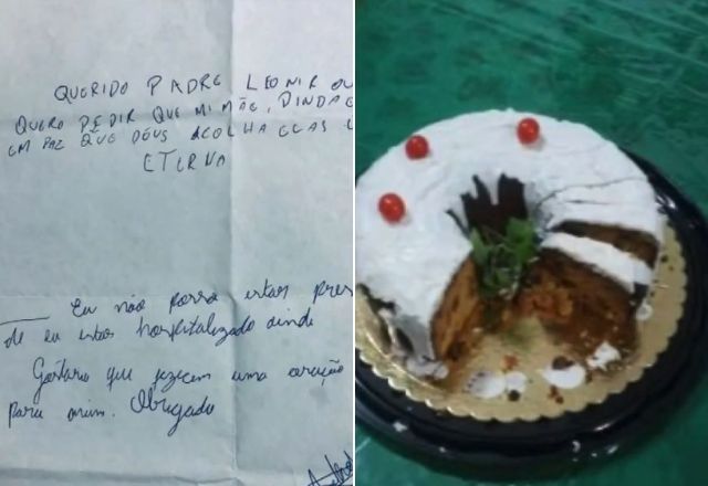 Menino que perdeu mãe e avó envenenadas com bolo escreve carta para padre: "Que Deus acolha elas"