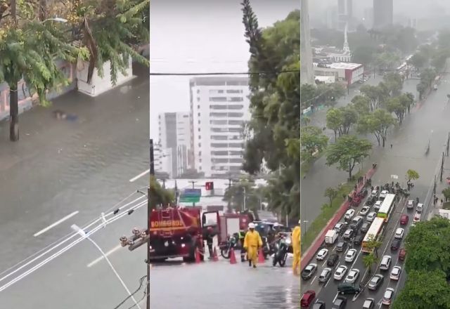 Registros da chuva no Grande Recife | Reprodução/Redes sociais