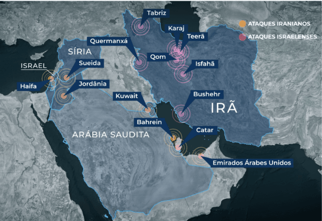 Mapa mostra atasques Israel-EUA e Irã | SBT