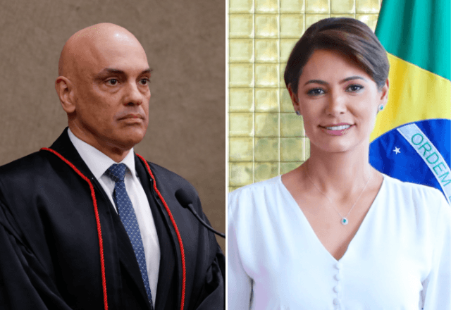 Alexandre de Moraes e Michelle Bolsonaro | Reprodução/STF