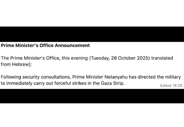 Anúncio de equipe de Netanyahu sobre retomada de ataques em Gaza | Reprodução/Reuters