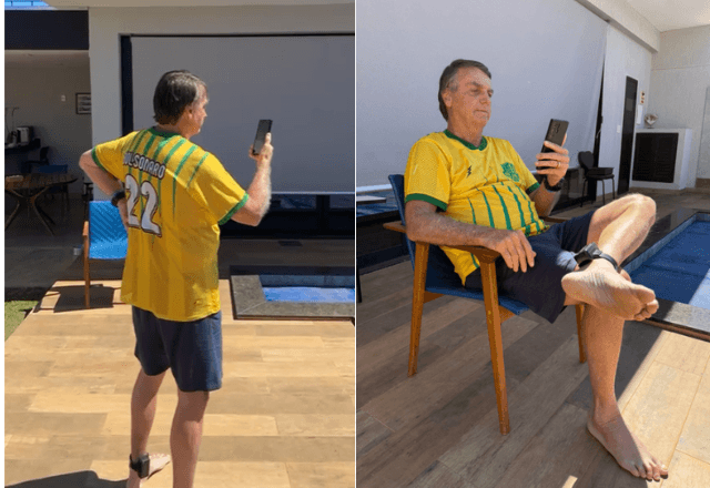 Bolsonaro acompanhou ato de casa | Reprodução