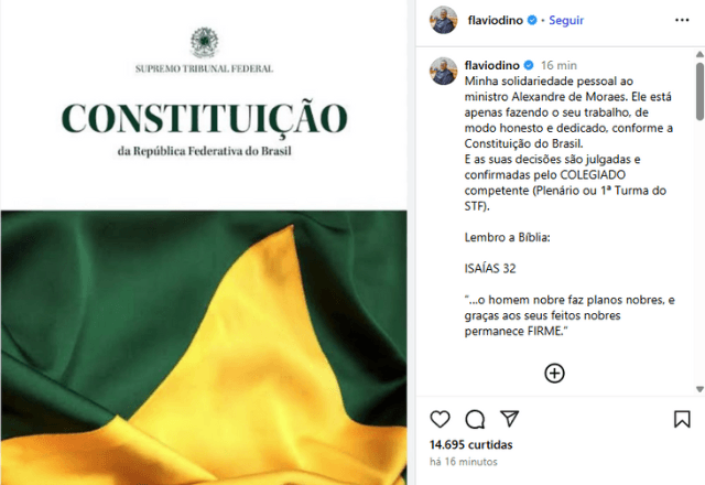 Post de Flávio Dino | Reprodução