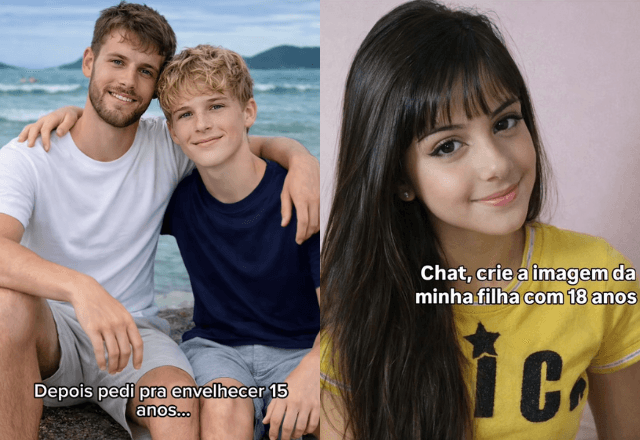 Veja como seus filhos ficarão quando crescerem | Fotos: IA - Reprodução/ Redes Sociais
