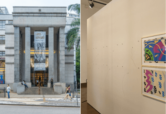 Fachada da biblioteca Mário de Andrade e parede vazia após roubo | PMSP