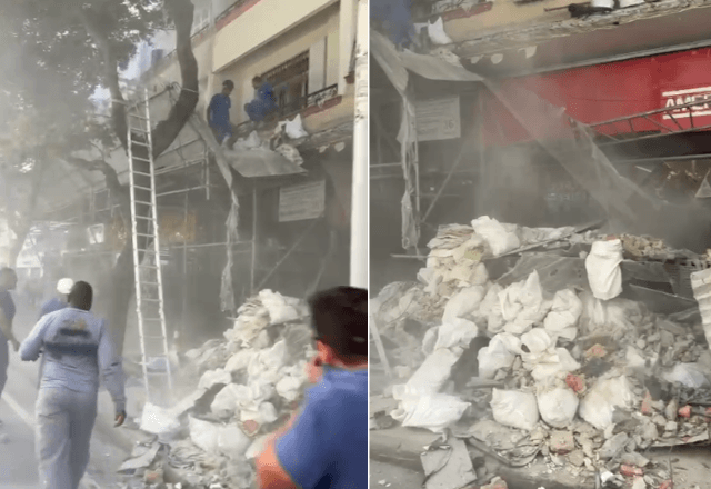 Destroços da marquise em Copacabana, no Rio | Reprodução