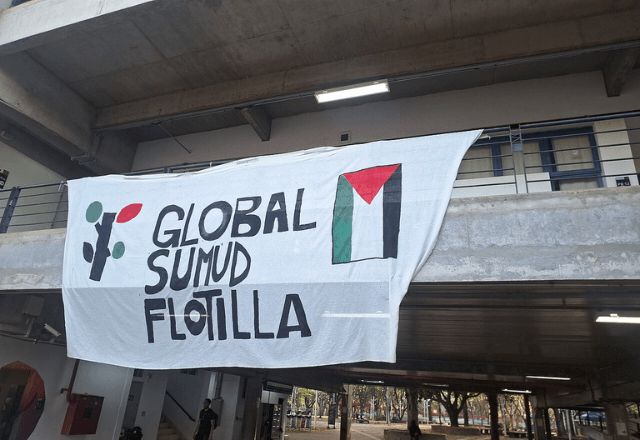 Demonstração de apoio à Global Sumud Flotilla na Universidade Estadual de Campinas (Unicamp) | Foto: Wikipédia