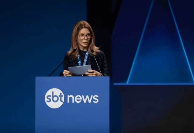 Daniela durante evento de lançamento do SBT News, na última sexta-feira (12) | SBT