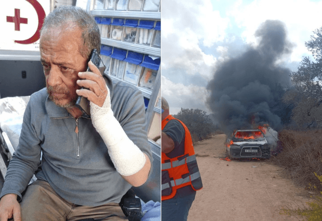 Fotógrafo palestino da AFP Jaafar Ashtiyeh é agredido por colonos israelenses na Cisjordânia | Foto: Reprodução/X/@s_m_marandi - 10.10.2025