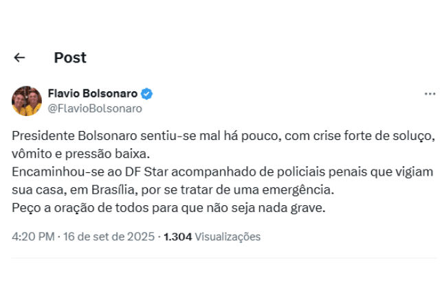 Post de Flavio sobre o pai | Reprodução