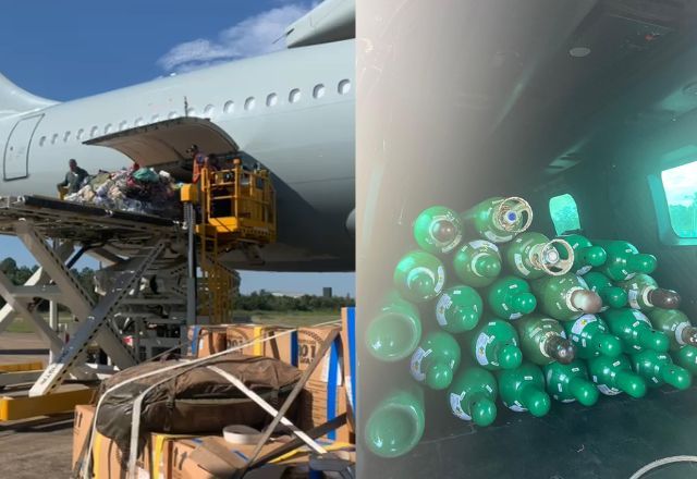 Chuvas no RS: FAB e Marinha enviam toneladas de mantimentos e cilindros de oxigênio para o estado