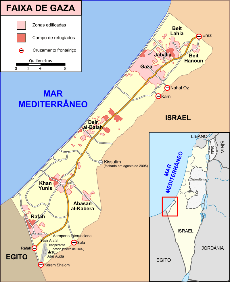 Mapa da Faixa de Gaza | Wikimedia Commons