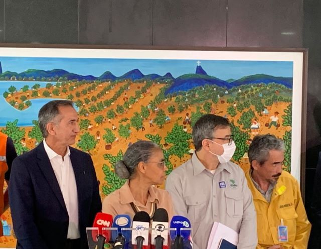 Marina Silva e Waldez Góes em entrevista coletiva sobre o Pantanal no Palácio do Planalto | Foto: Raphael Felice
