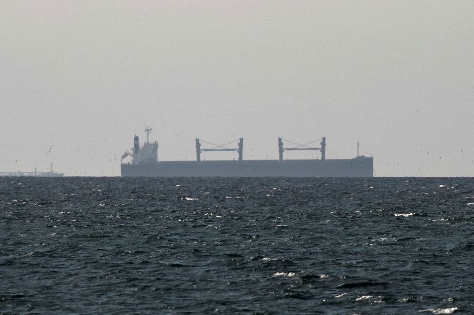 Navio de carga no Golfo, perto do Estreito de Ormuz, visto do norte de Ras al-Khaimah, perto da fronteira com o governo Musandam de Omã, em 11 de março de 2026 | Reuters/Stringer