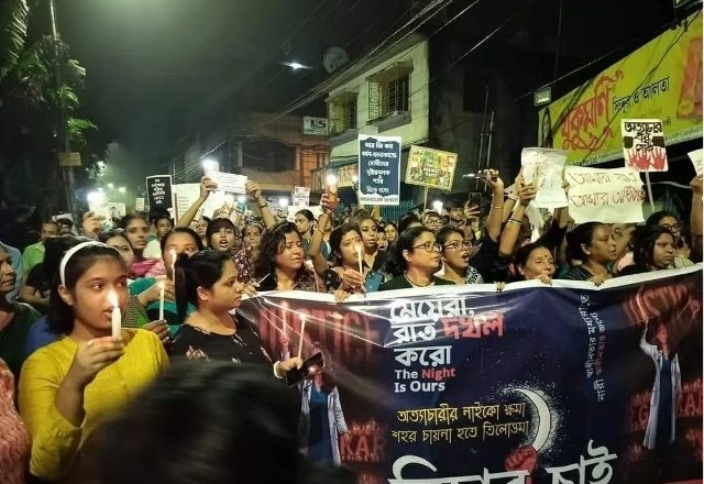Manifestantes protestam pelas mulheres e por melhores condições de trabalho na área da saúde | Reprodução/Redes sociais 