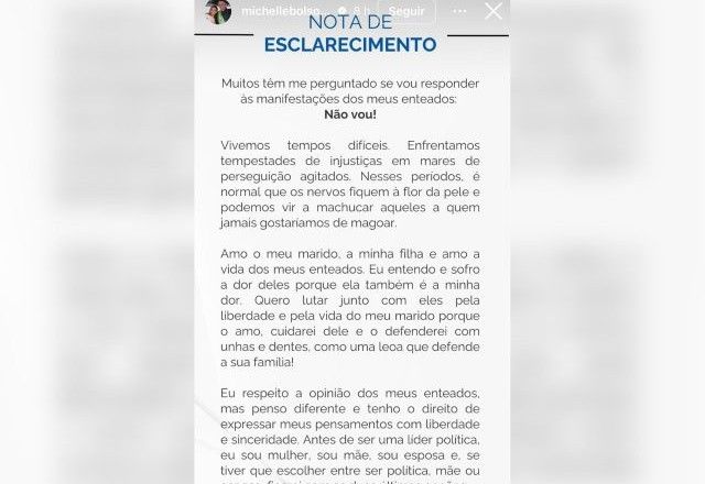 Michelle postou nota de esclarecimento no Instagram | Reprodução/Instagram