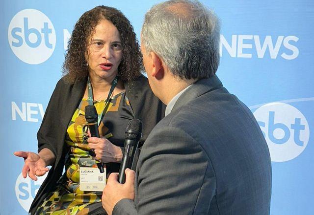 Ministra Luciana Santos e Guto Abranches durante entrevista na 10ª edição do Congresso de Inovação da Indústria da CNI