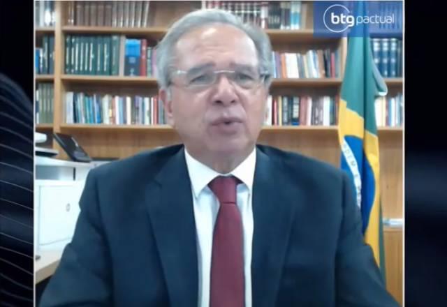 Ministro Paulo Guedes em live  do BTG Pactual - Foto reprodução YouTube