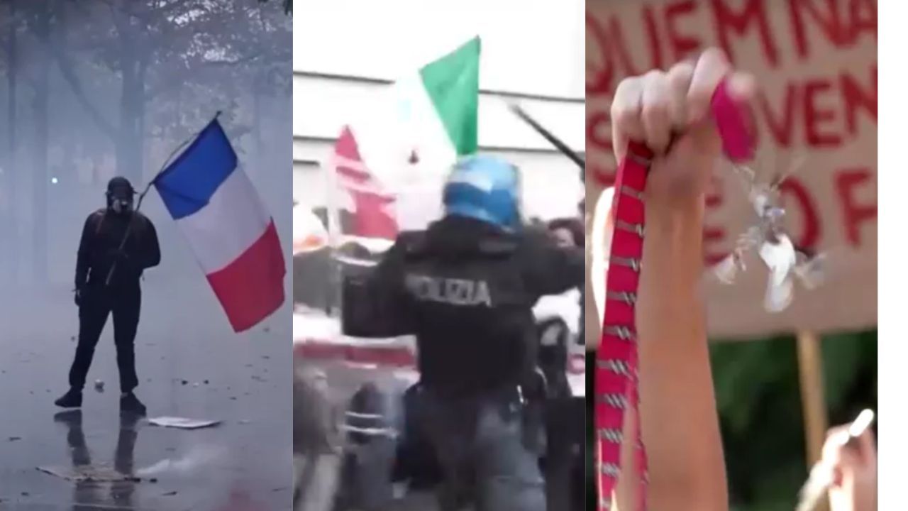 Manifestações na Europa terminam em confronto com a polícia