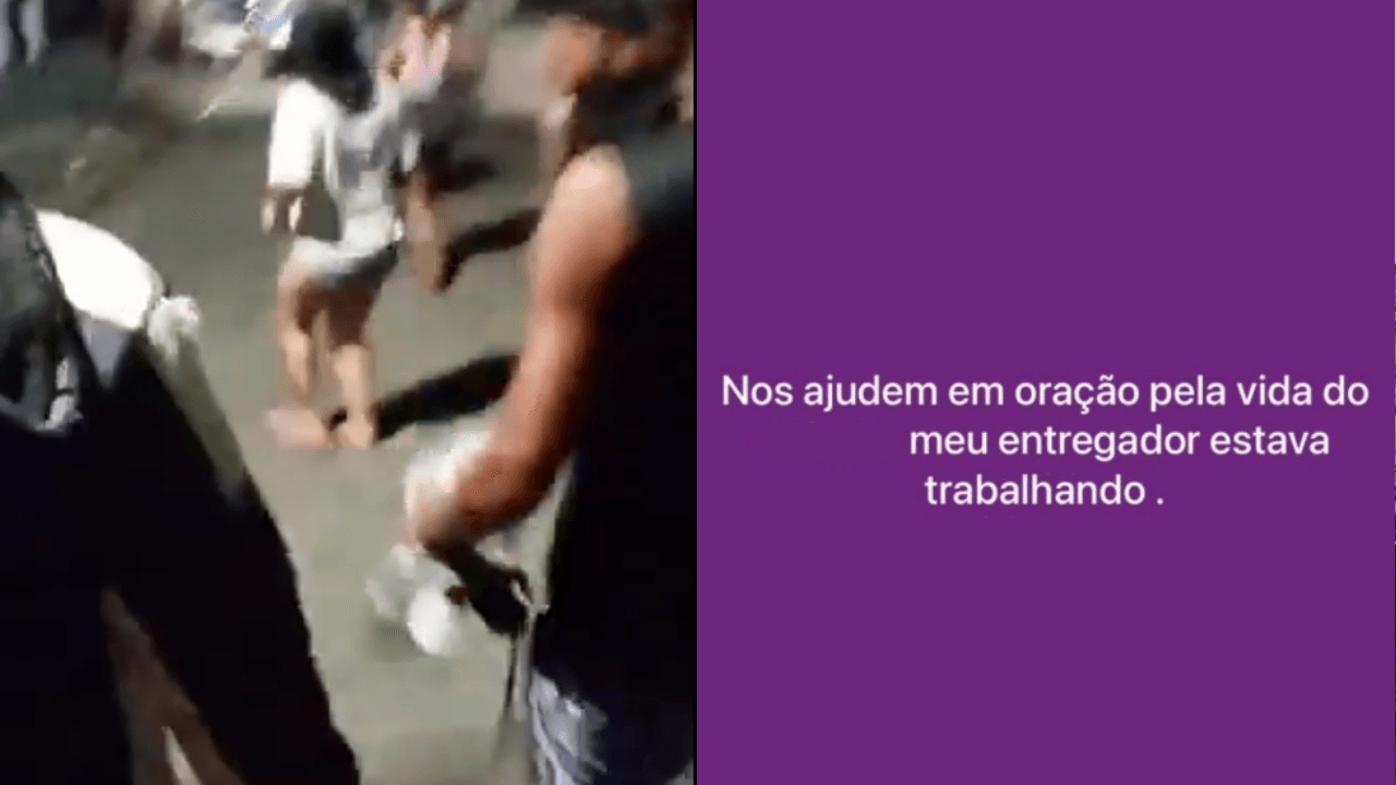 Moradores resgatando vítimas e pedindo oração para entregador baleado | Reprodução