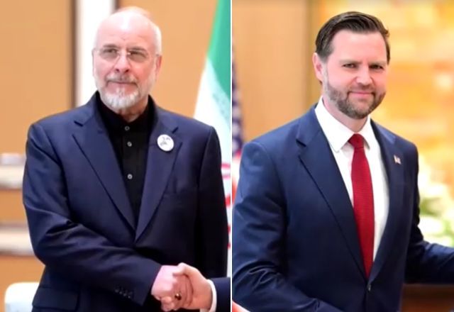 Mohammad Baqer Qalibaf e JD Vance lideraram as delegações do Irã e EUA nas negociações de paz no Paquistão | Reprodução/Reuters