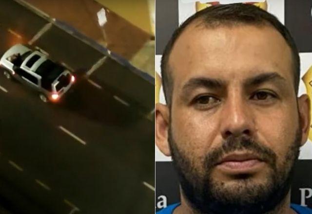 Montagem com vídeo de ataque em Araçatuba (SP) e suspeito preso